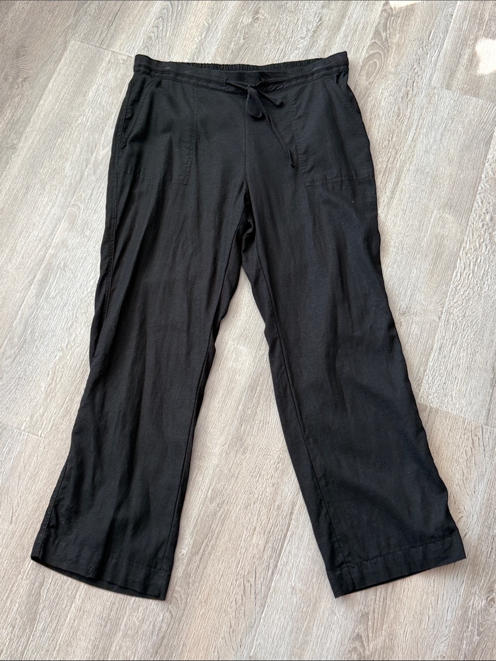 Caslon Black linen rayon pull on casual black pants 1X versatile staple